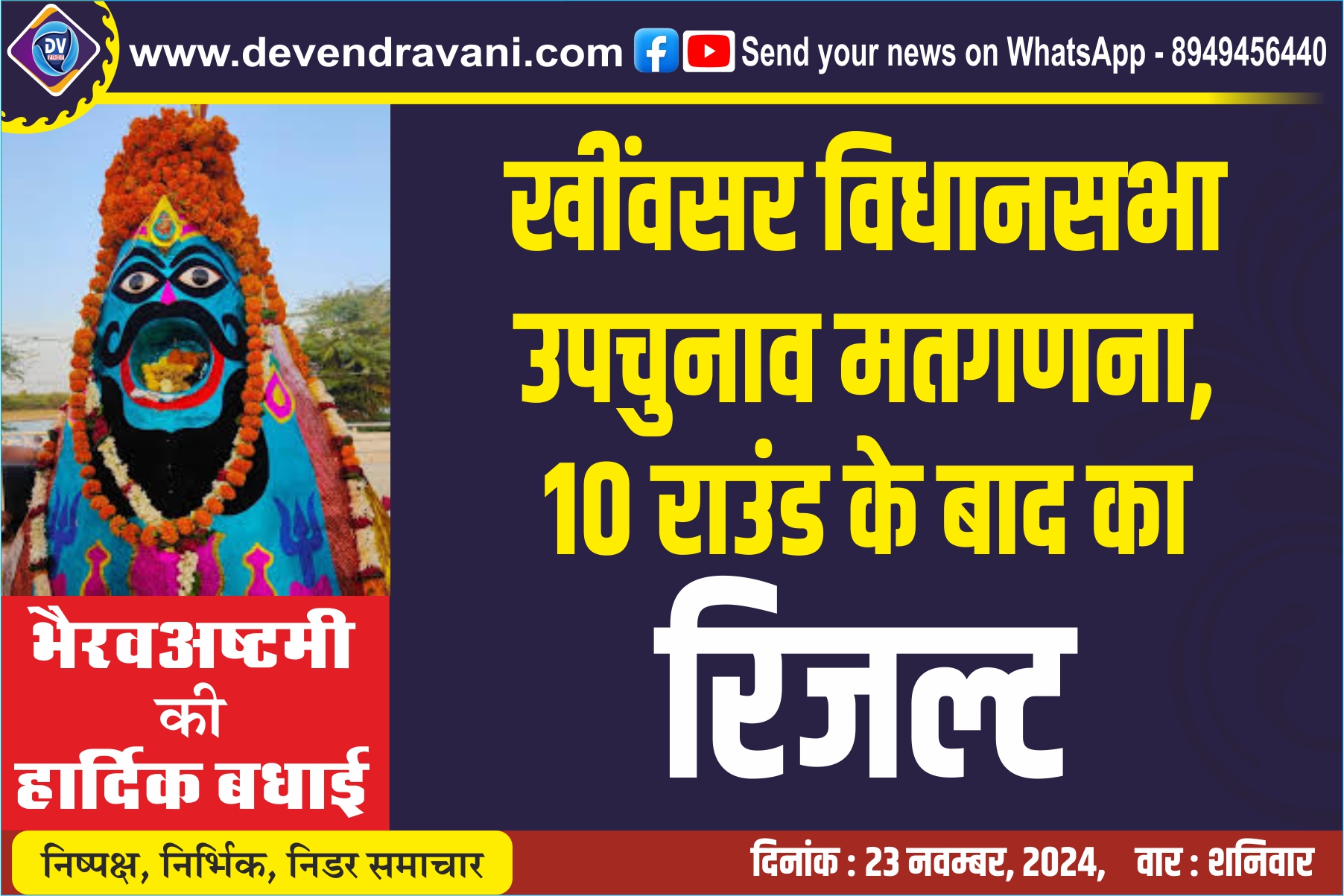 खींवसर विधानसभा उपचुनाव मतगणना, 10 राउंड के बाद का रिजल्ट